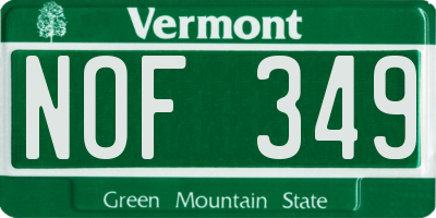 VT license plate NOF349