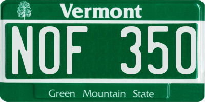 VT license plate NOF350