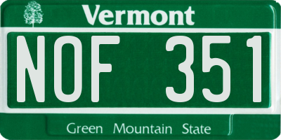 VT license plate NOF351
