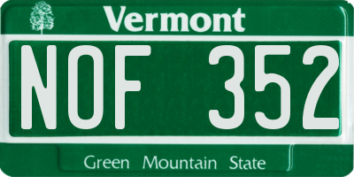 VT license plate NOF352