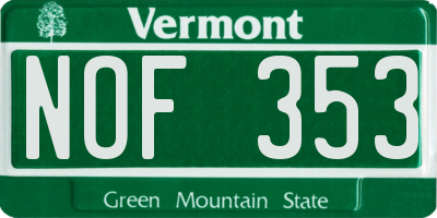 VT license plate NOF353