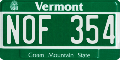 VT license plate NOF354