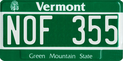 VT license plate NOF355