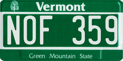 VT license plate NOF359
