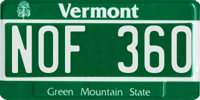 VT license plate NOF360