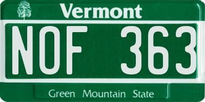 VT license plate NOF363