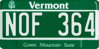 VT license plate NOF364