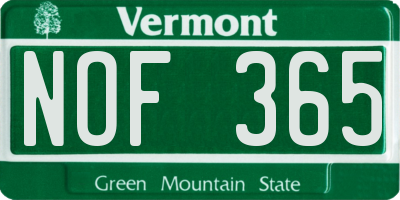 VT license plate NOF365