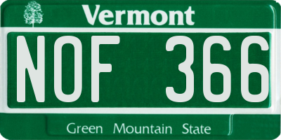 VT license plate NOF366