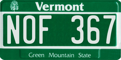 VT license plate NOF367