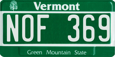VT license plate NOF369