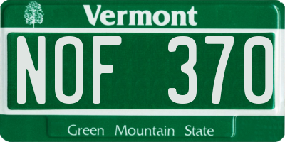 VT license plate NOF370