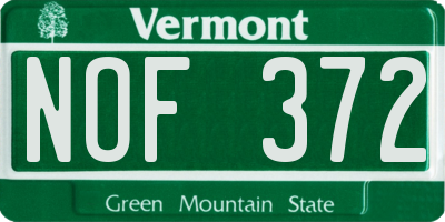 VT license plate NOF372