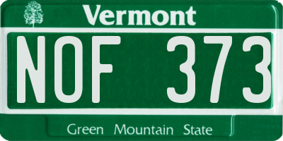 VT license plate NOF373