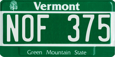 VT license plate NOF375