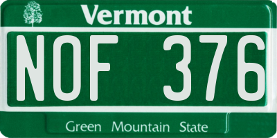 VT license plate NOF376