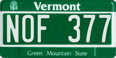 VT license plate NOF377