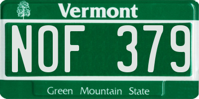 VT license plate NOF379