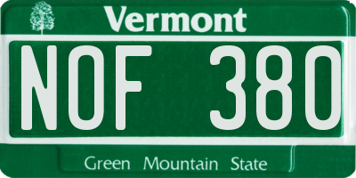 VT license plate NOF380