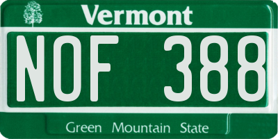 VT license plate NOF388