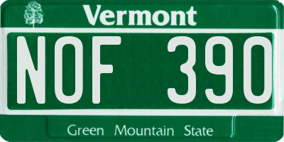 VT license plate NOF390