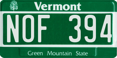 VT license plate NOF394