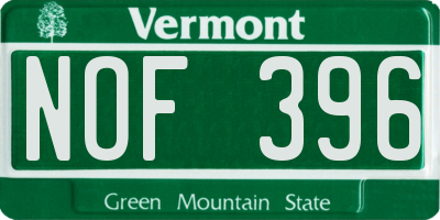 VT license plate NOF396