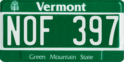 VT license plate NOF397
