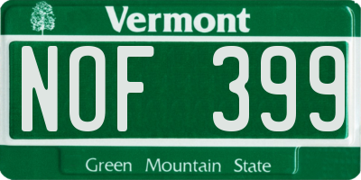 VT license plate NOF399