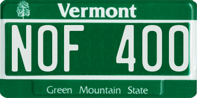 VT license plate NOF400