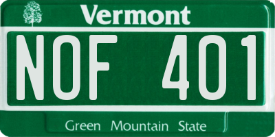 VT license plate NOF401