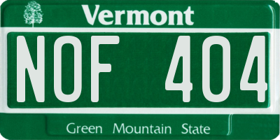 VT license plate NOF404