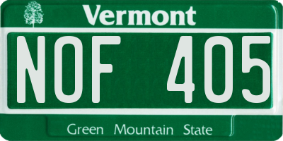 VT license plate NOF405