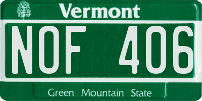 VT license plate NOF406