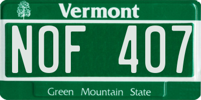 VT license plate NOF407
