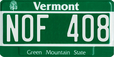 VT license plate NOF408