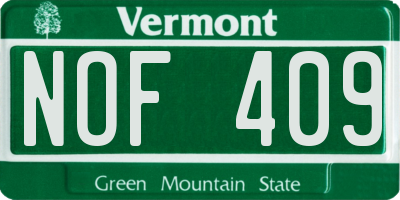 VT license plate NOF409
