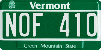 VT license plate NOF410