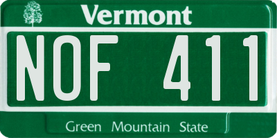 VT license plate NOF411