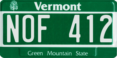 VT license plate NOF412