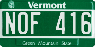 VT license plate NOF416
