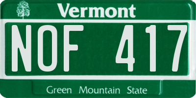 VT license plate NOF417