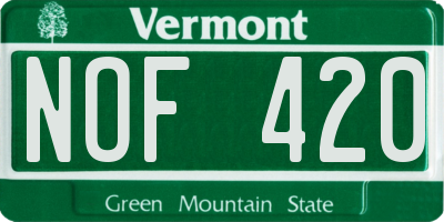 VT license plate NOF420