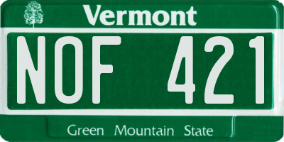 VT license plate NOF421