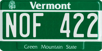 VT license plate NOF422