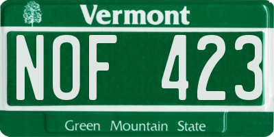 VT license plate NOF423