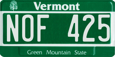 VT license plate NOF425