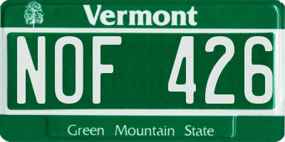 VT license plate NOF426