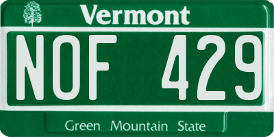 VT license plate NOF429