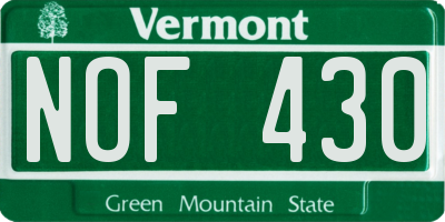 VT license plate NOF430
